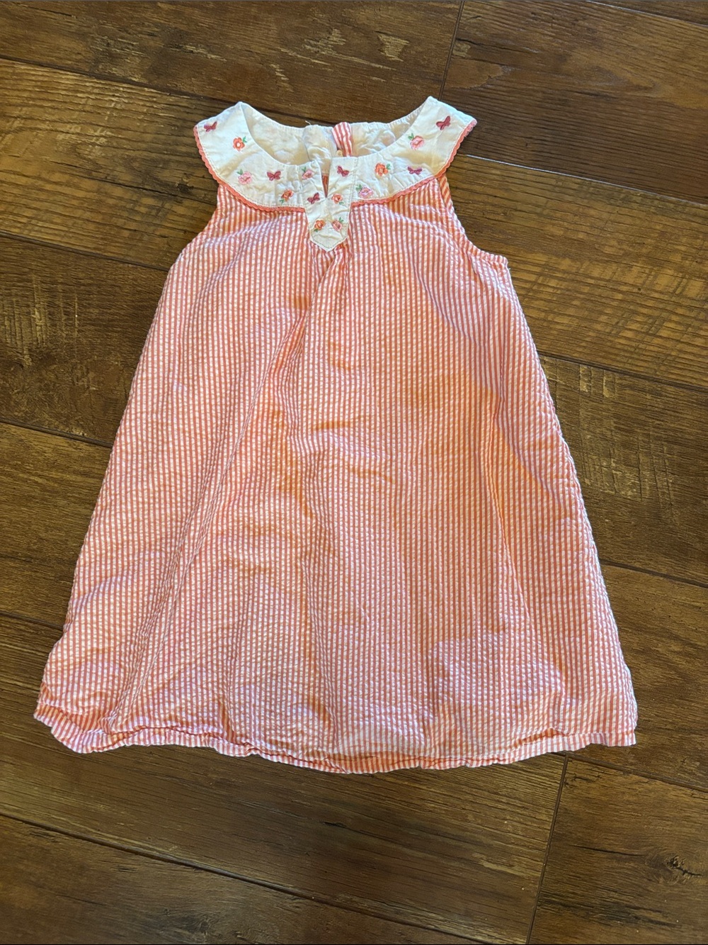 crown & ivy Kids Coral and White Striped Sundress